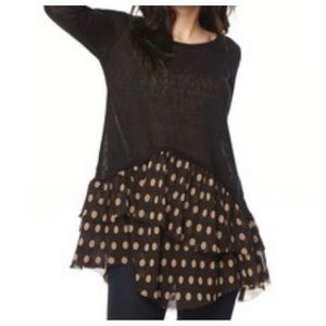 CHIC AND FASHIONABLE POLKA DOT CONTRAST LAYERED TOP